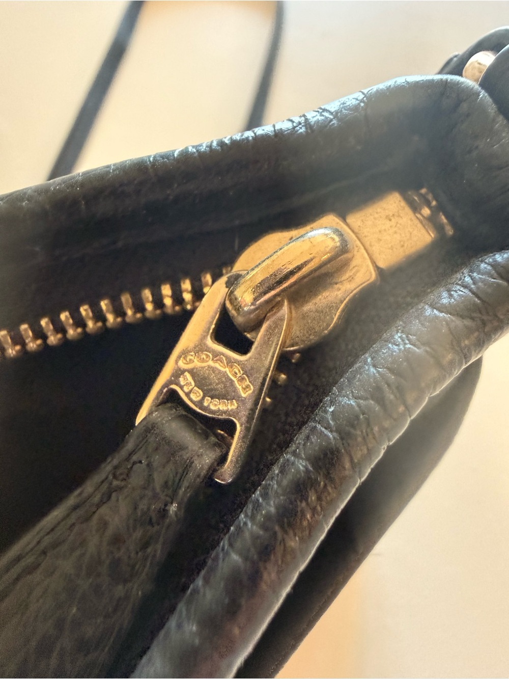 COACH Black Pebbled Leather Crossbody with Gold Logo - Picture 6 of 12